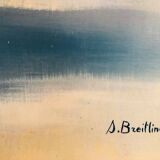 Oil on panel: sunrise by the sea