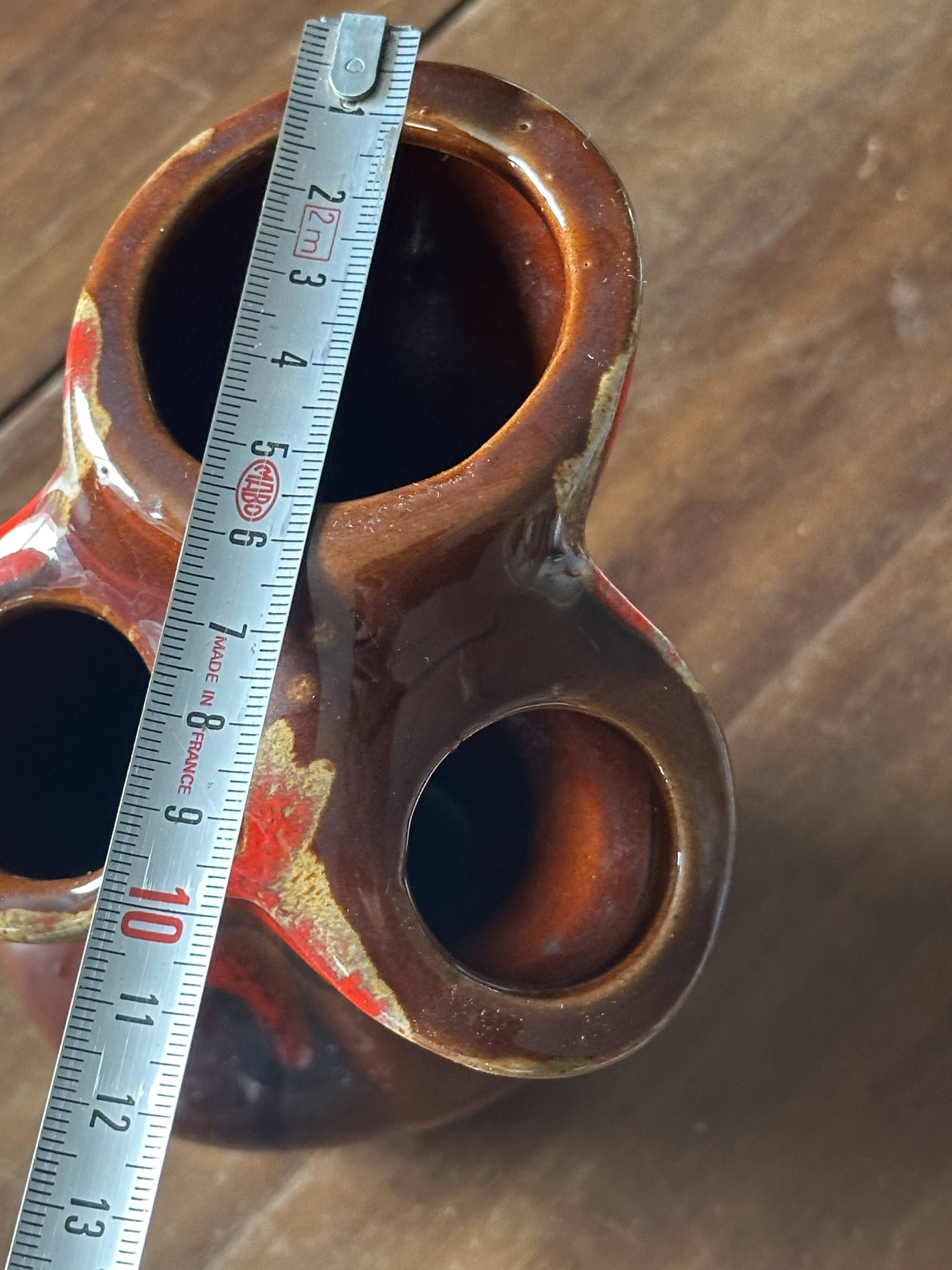 Vintage TriFlore Vase, Vallauris Ceramic, H 16 cm