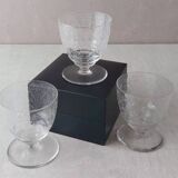 Lot of old small alcohol glasses, Lulli, in Baccarat crystal, signed