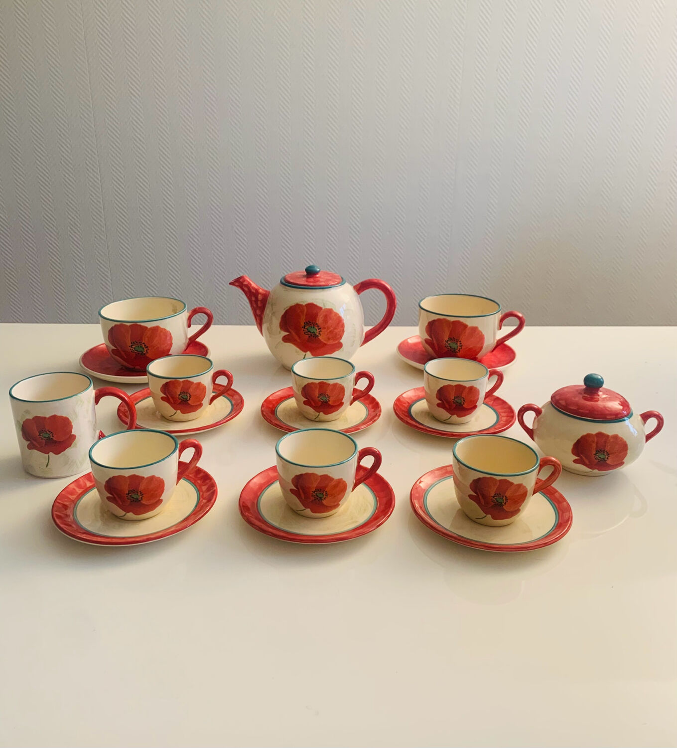 Lunéville porcelain coffee/tea service - "Poppy" collection