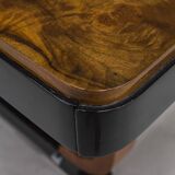 Art Deco French Walnut & Burl Dining Set, 1930s, Set of 7