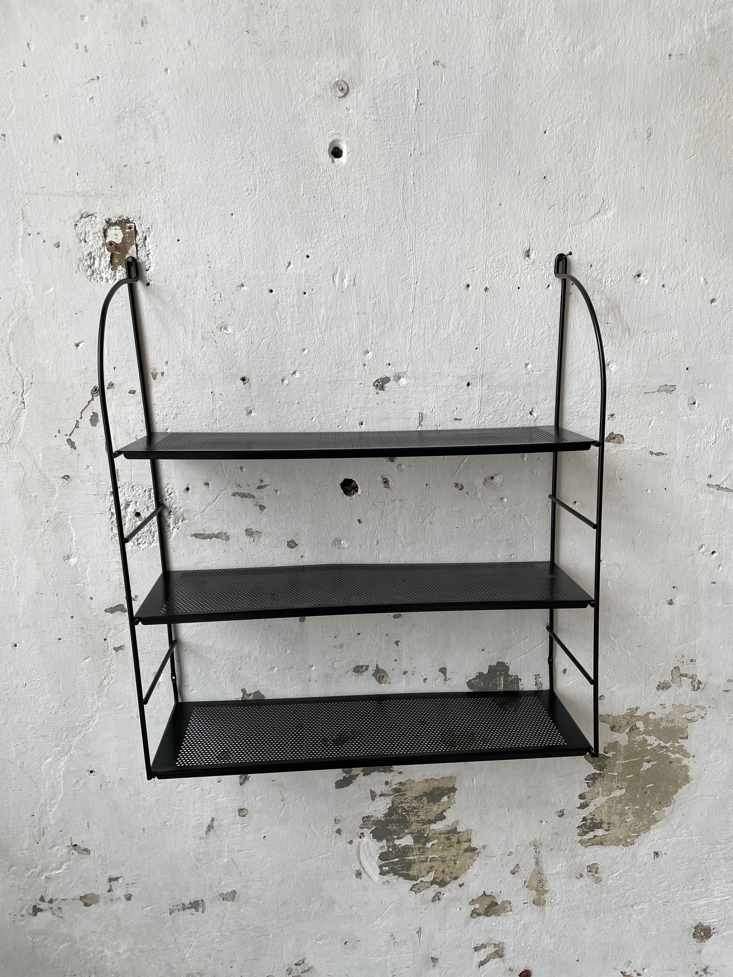 Black metal string shelf