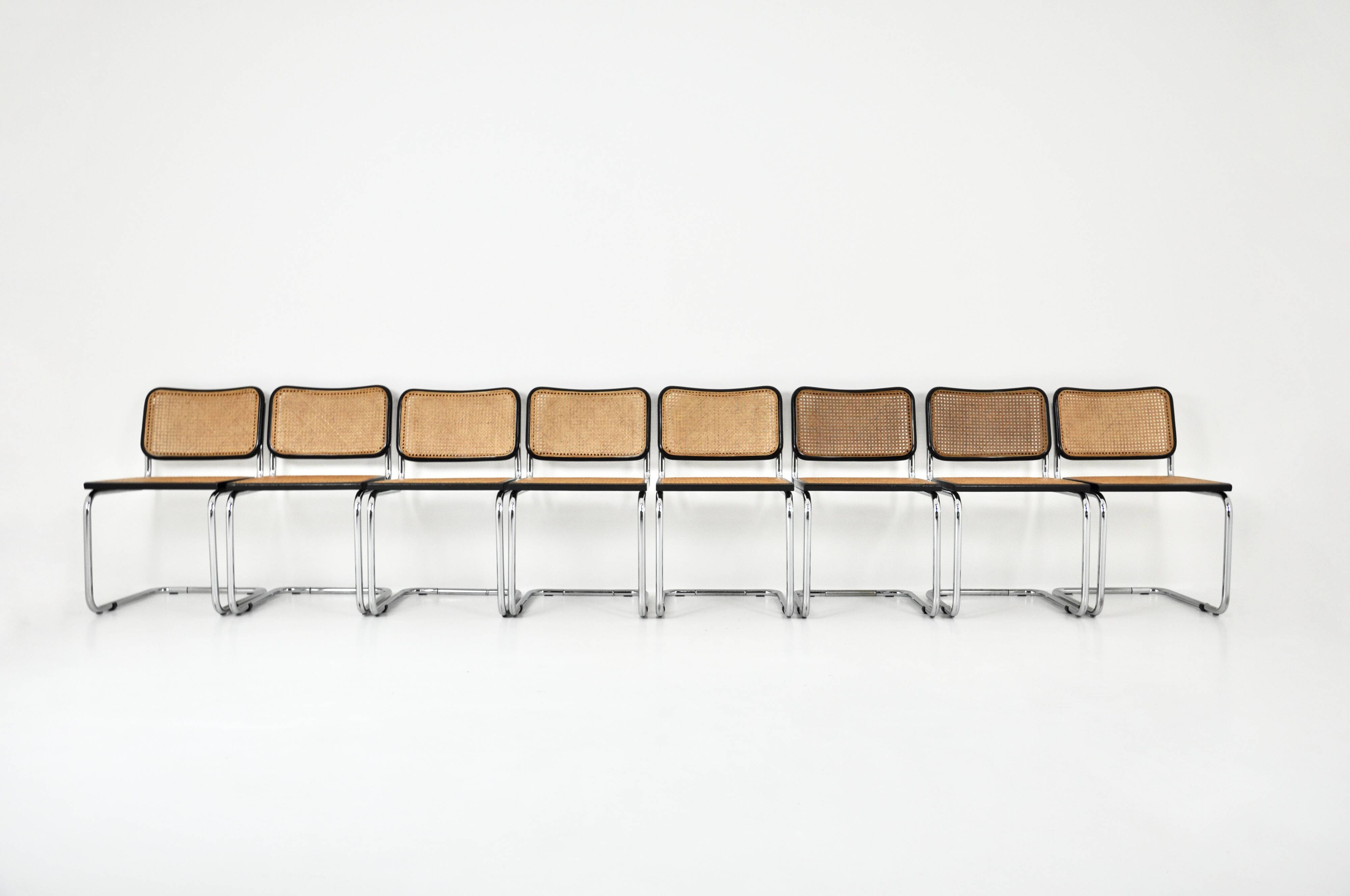 Set of 8 Style B32 dining room chairs by Marcel Breuer