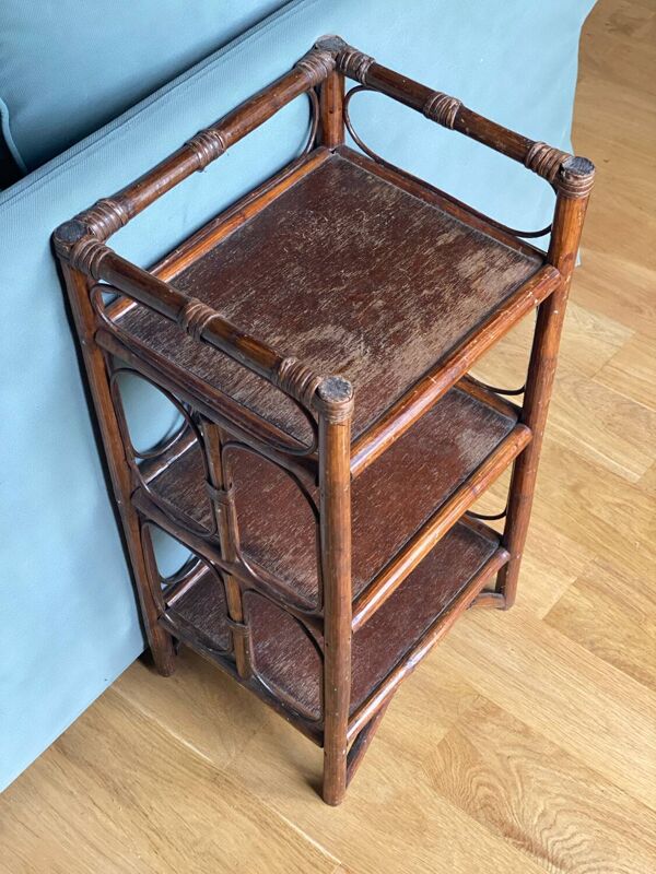 Étagère rosier rotin vintage