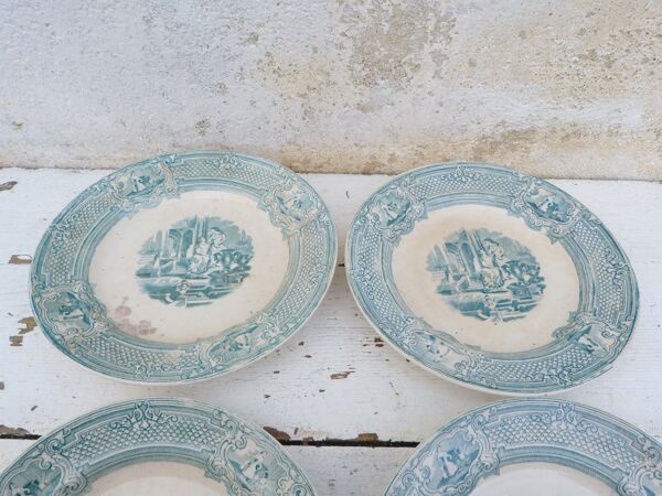 Ensemble de 6 assiettes à dessert  1800 ceramique Anglaise Primavesi & son Cardiff