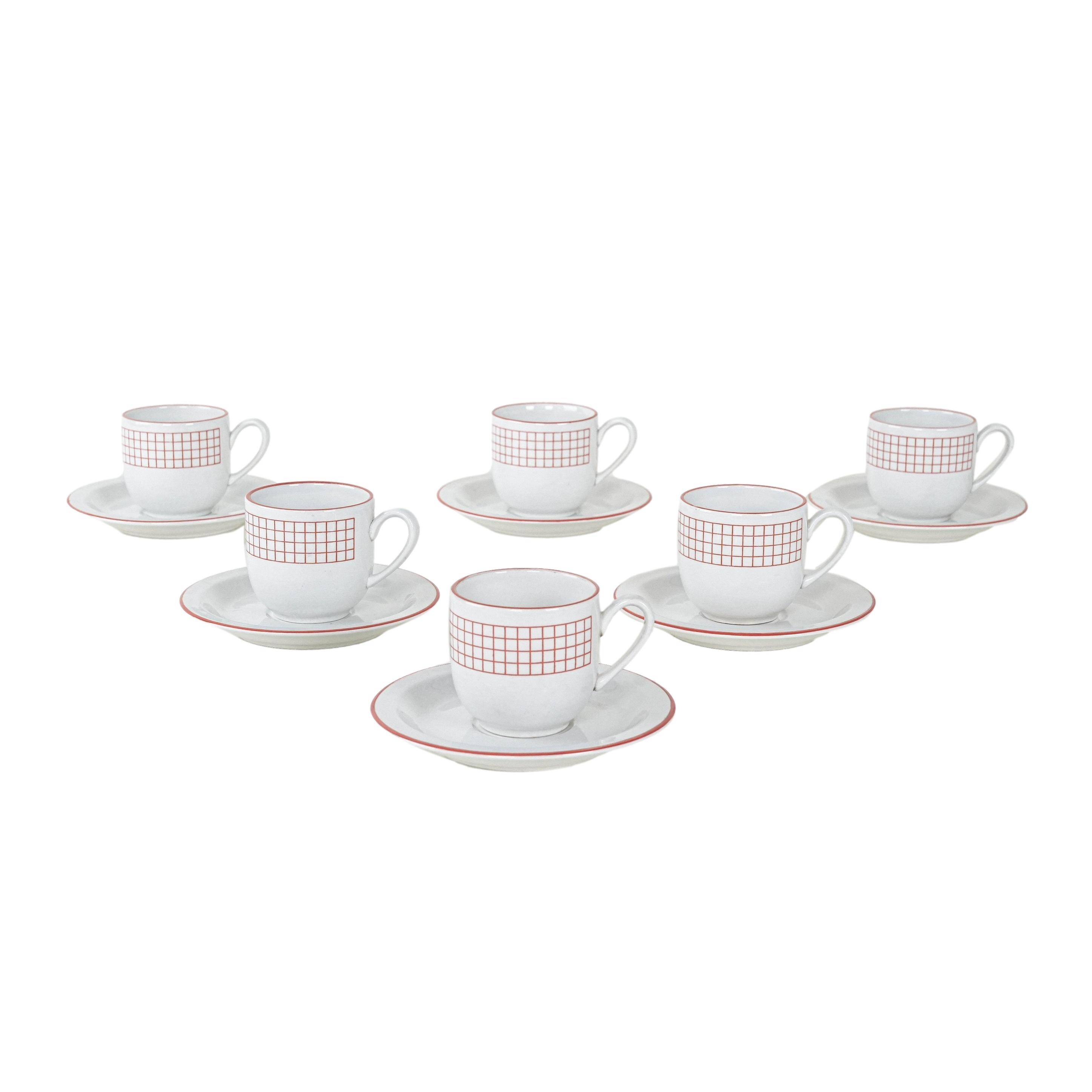 Set of porcelain cups, Italian design, 1980s, production: Italy