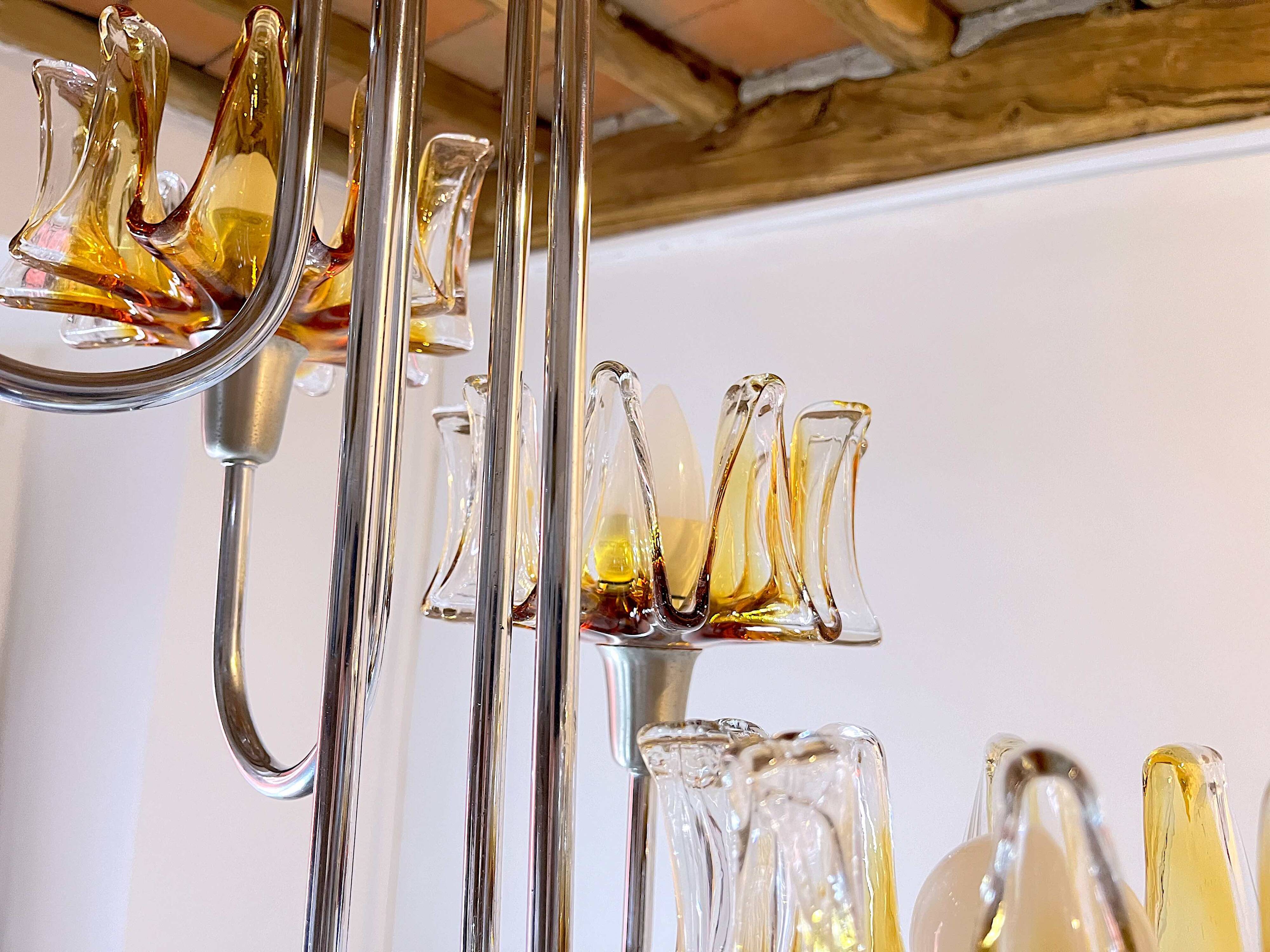 Chrome Murano Glass Chandelier