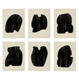 Framed set of 6 abstract giclee prints, A4