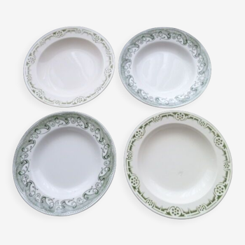 Set de 4 assiettes creuses dépareillées Badonviller et Terre de Fer