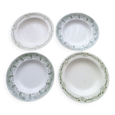 Set of 4 mismatched hollow plates Badonviller and Terre de Fer