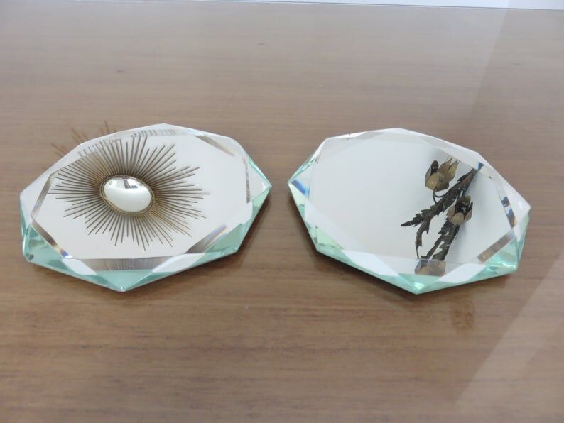 Pair of octagonal mirrors beveled 40s 50s