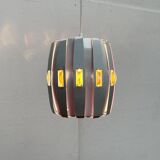 Metal pendant lamp and prism model in white mid-century by Werner Schou for Coronell Elektro, Denmark, 1960s.