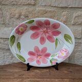 Oval serving dish with hand-painted pink flowers in San Marciano ceramic.