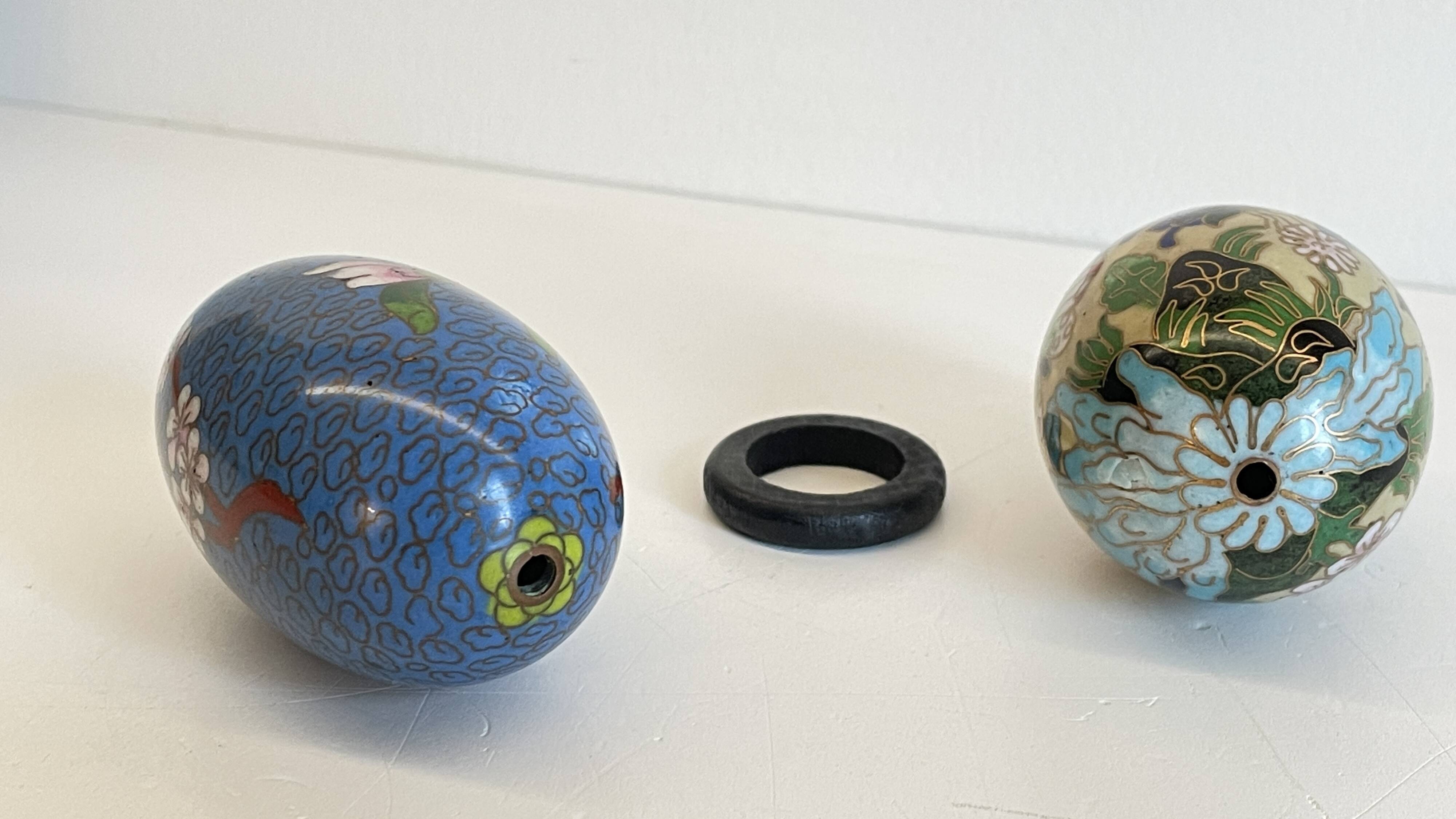 Vintage cloisonné enameled collectible eggs