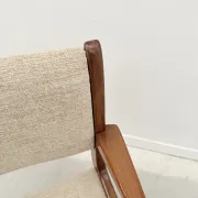 Chaise avec accoudoirs en teck et tissu, 1950