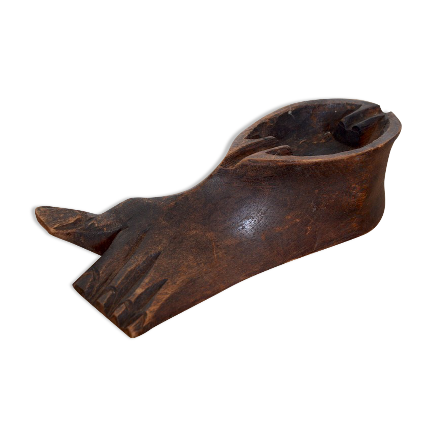 Cendrier pied en bois sculpté
