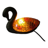 Night light lamp a swan in resin and stained glass glass deco office living room