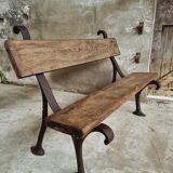 Antique garden bench park bench cast iron with oak