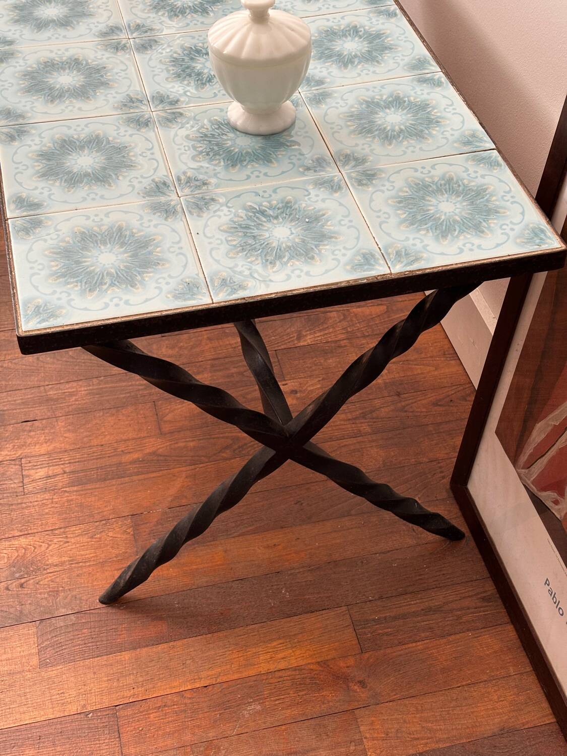 Table basse fer forgé et céramique