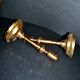 Set of 2 antique hand-chiselled gilded bronze candlesticks – Pair of 18th-century candle holders.