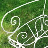 Rounded garden bench iron forge white color