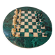Jeu d'échecs vintage complet en Malachite et pierre blanche