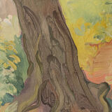 Impressionist wooded landscape with flowers