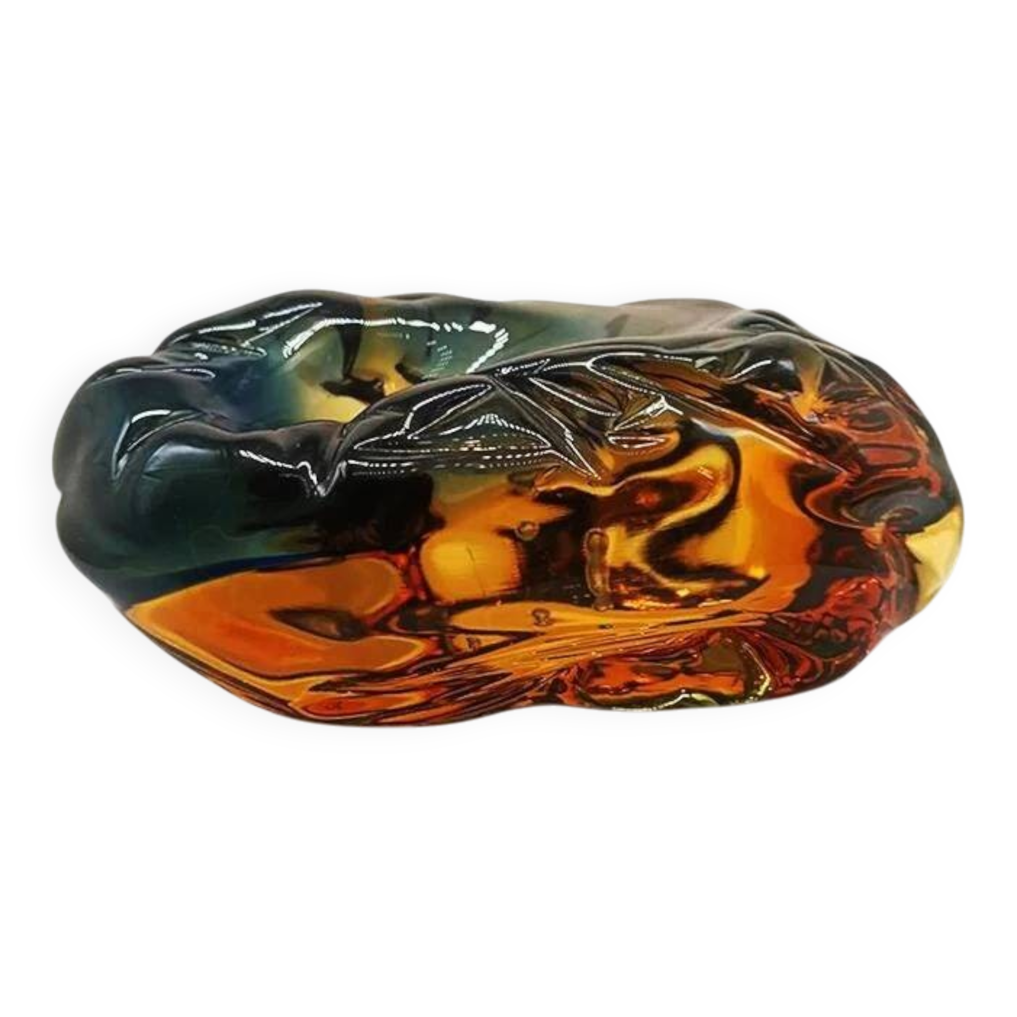 1950s large ashtray completely hand-blown and handcrafted in Murano glass, made in Italy - 18 cm