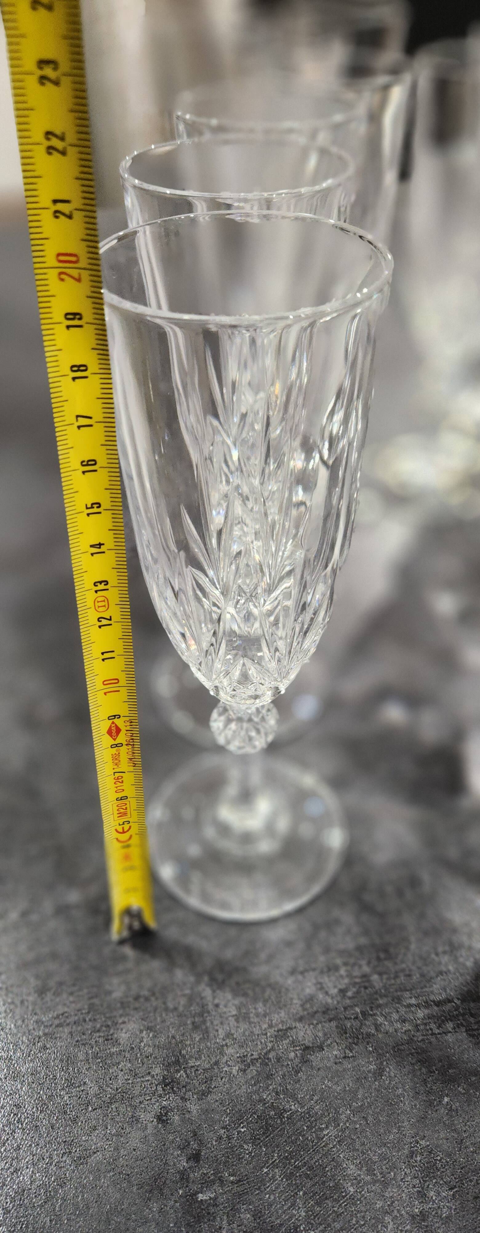 12 antique crystal champagne flutes