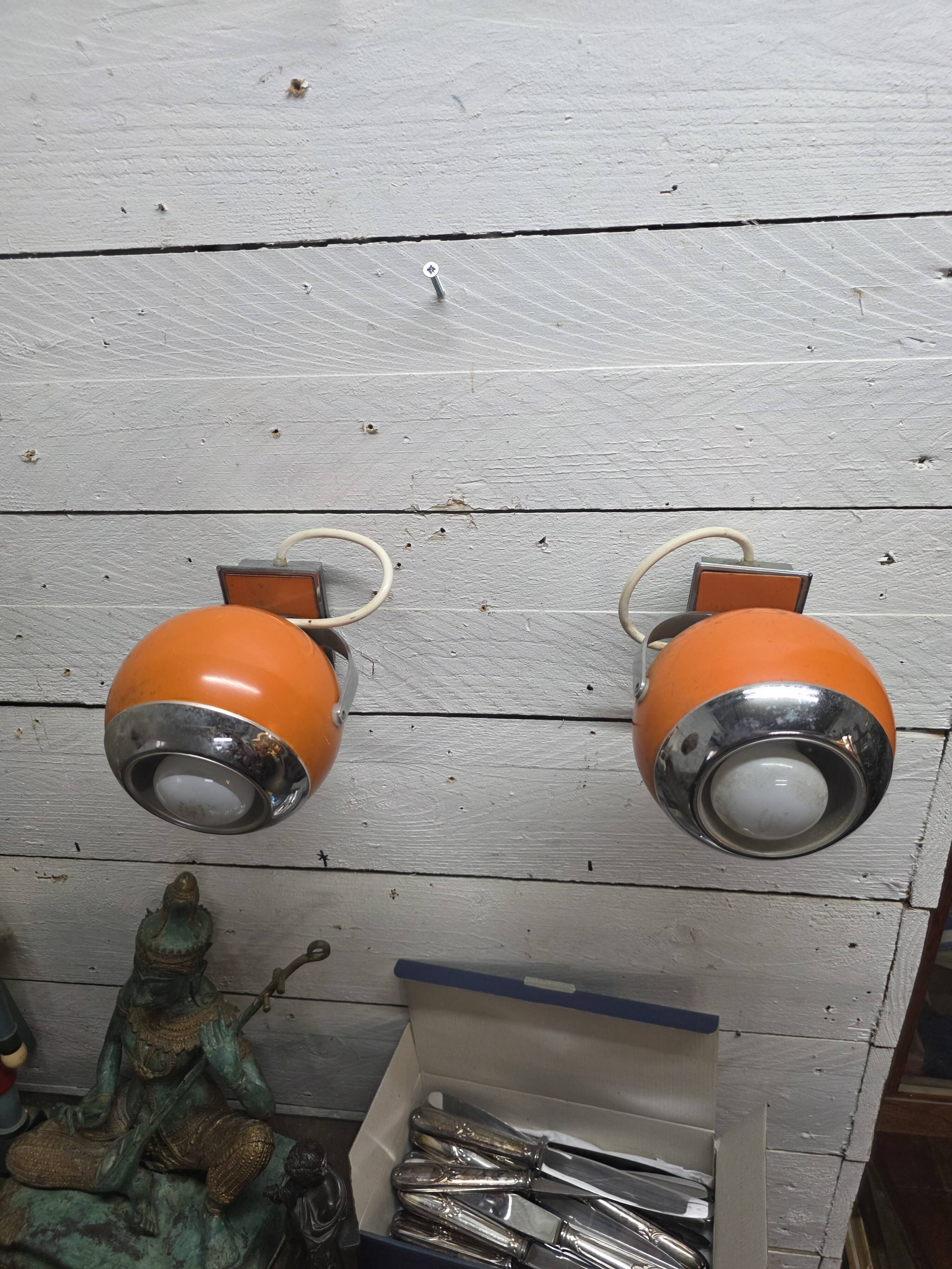 Pair of vintage 70s eyeball wall lights.