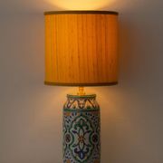 Granada Albarello Ceramic Table Lamp, Hand-Painted, New Silk Shade