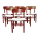 6x red stained beech dining chairs "Model 250" by Farstrup Denmark, 1960's