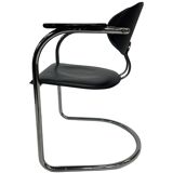 Set of four Effezeta Dining room chairs cantilever chrome 1980s made in Italy