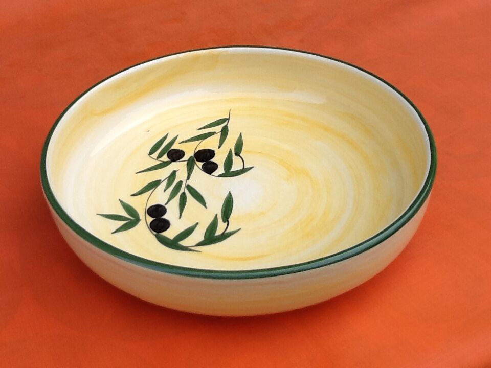 Hollow service dish Glazed ceramic decoration olives Diameter: 300mm...