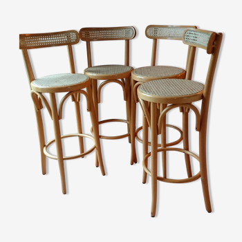 Bar stool caned curved wood