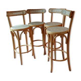 Bar stool caned curved wood