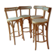 Bar stool caned curved wood