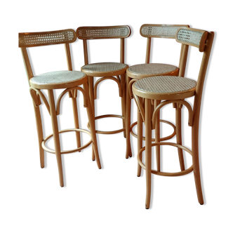 Bar stool caned curved wood