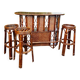 Rattan bar and vintage stools