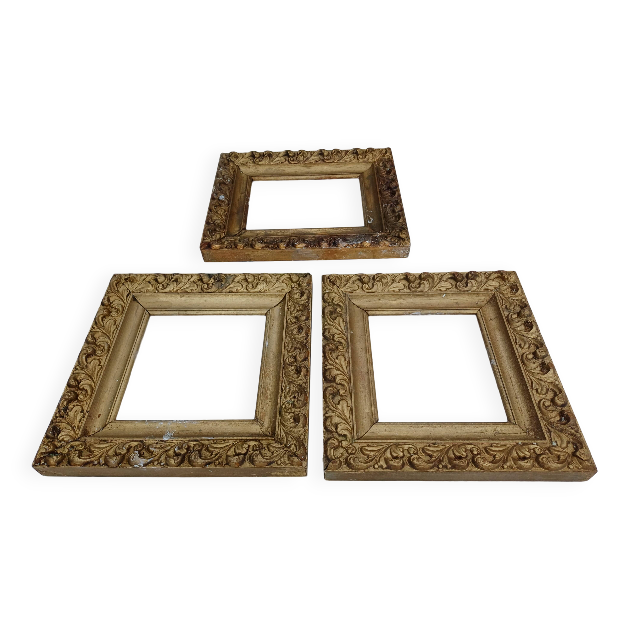 3 19th century gilded frames Wood and Stuk