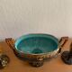 Art Nouveau fireplace set in majolica