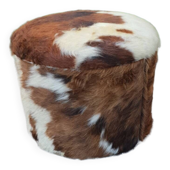 Cowhide chest pouf, 1970