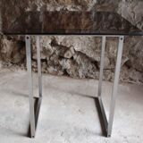 Table aluminum base and vintage glass top
