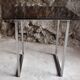 Table aluminum base and vintage glass top