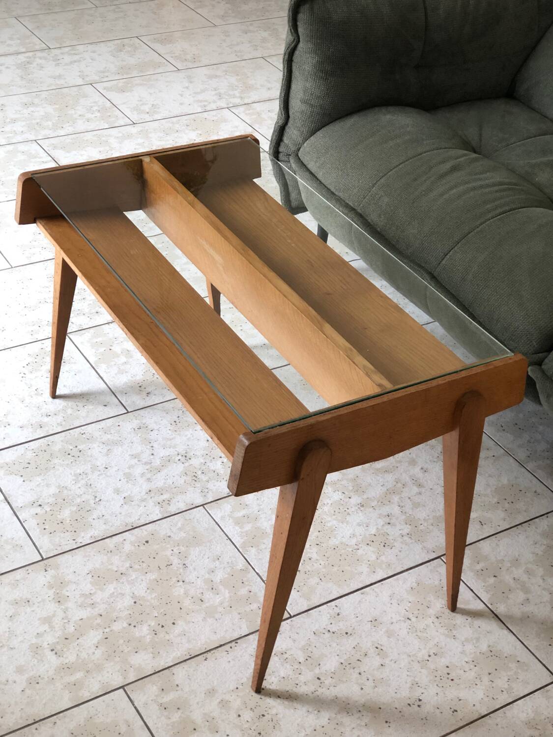 Scandinavian coffee table from the 60s glass top