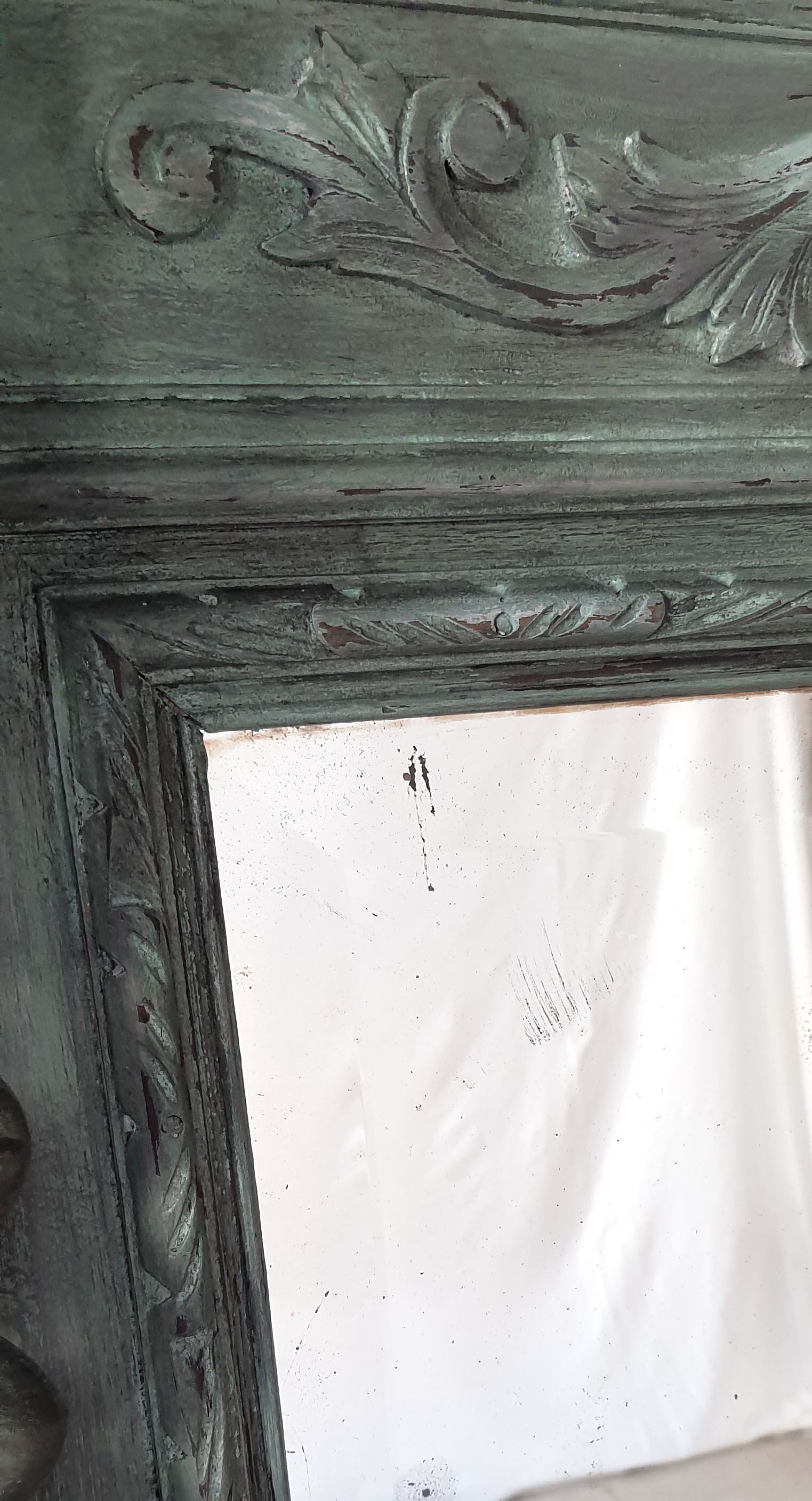 Miroir Louis XIII Shabby Chic patiné 166cm