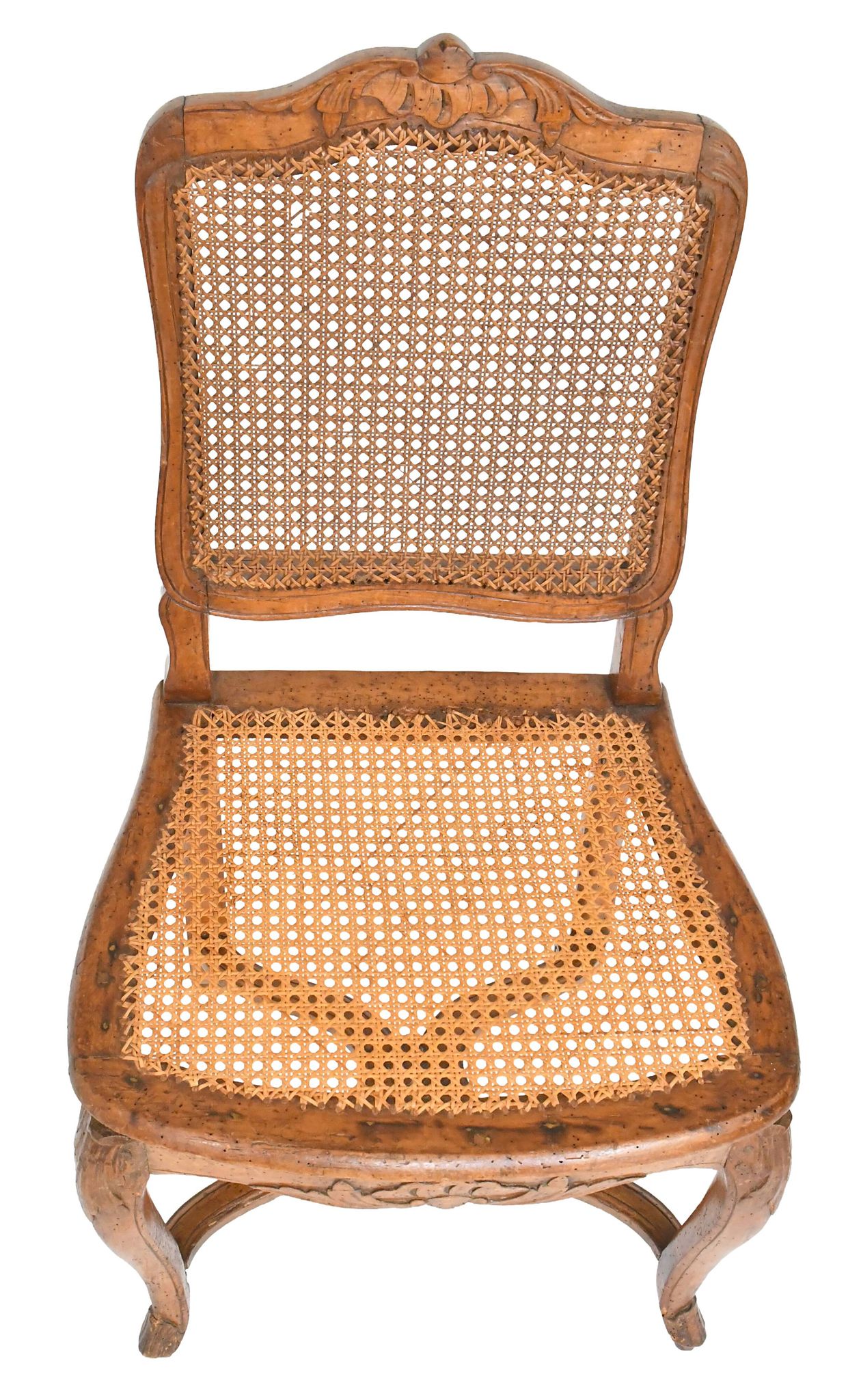 4 caned chairs from the Louis XV period stamped by Charles Delenoncourt.