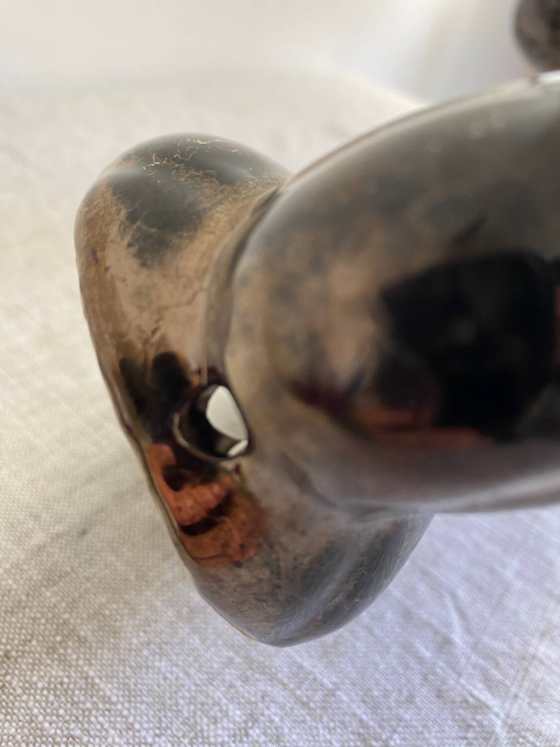 Pair of Vallauris iridescent ceramic candle holders