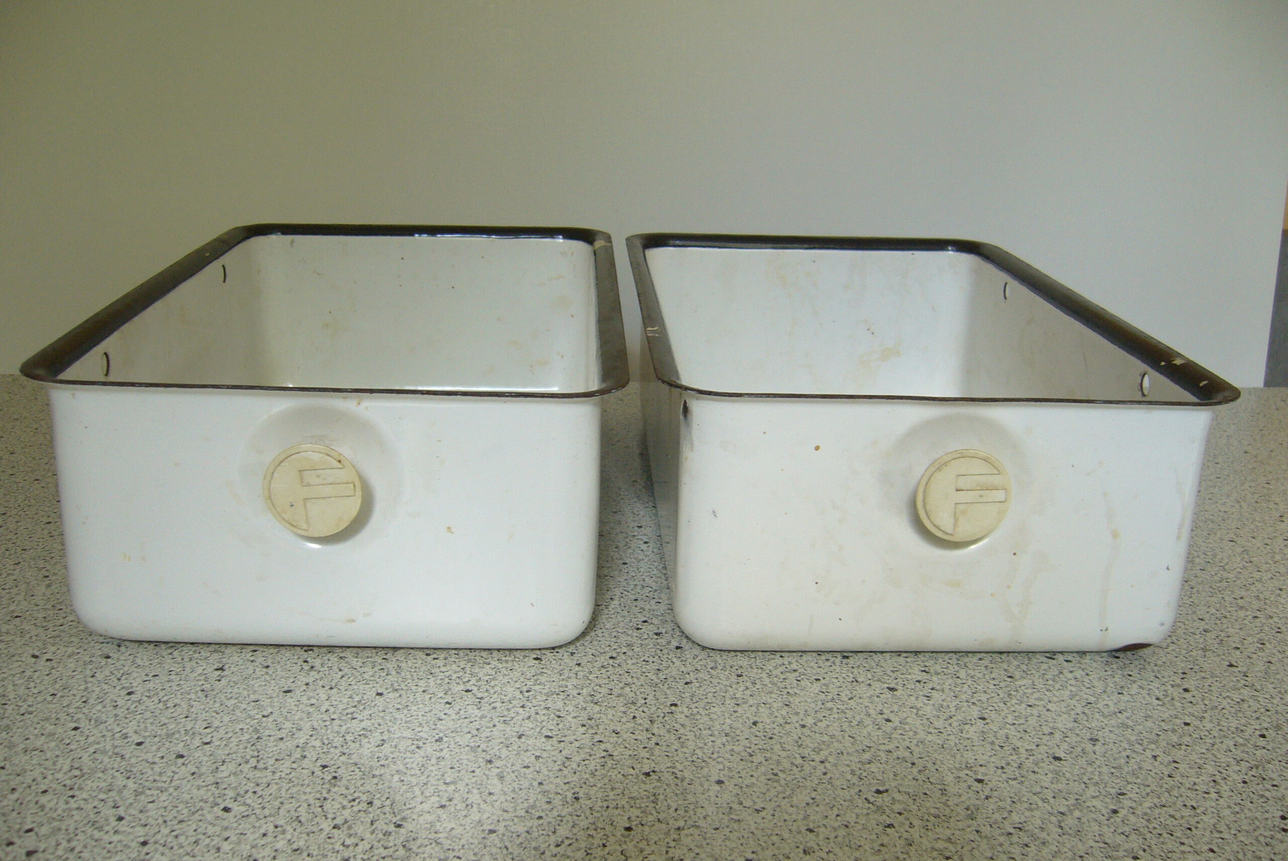 Pair of enamelled tole trays 20/30s