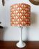 Lampe tulipe, abat-jour oiseaux orange, 1970